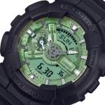 Casio G-SHOCK GA110CD-1A3DR LED Day Date Green Analog Digital Dial Black Resin Band Watch New