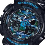 Casio G-SHOCK GA-100CB-1A Blue Black LED Analog Digital Dial Resin Band Watch New