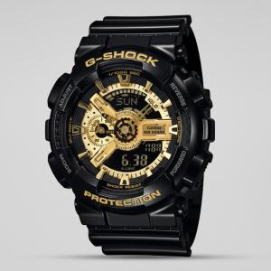 Casio G-SHOCK GA110GB-1A Black Gold LED Analog Day Date Digital Dial Resin Band Watch New