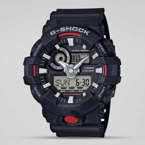 Casio G-SHOCK GA700-1ADR Black LED Analog Day Date Digital Dial Resin Band Watch New