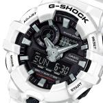 Casio G-SHOCK GA700-7A Black LED Analog Day Date Digital Dial White Resin Band Watch New