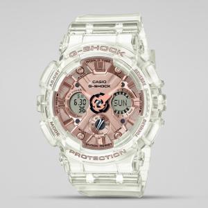Casio G-SHOCK GMAS120SR-7A Rose Gold LED Day Date Analog Digital Dial Translucent Pink Resin Band Watch New