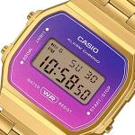 Casio A168WERG-2ADF Blue purple Digital Date Dial Gold Resin Bracelet Watch New