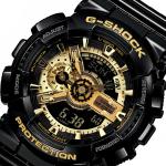 Casio G-SHOCK GA110GB-1A Black Gold LED Analog Day Date Digital Dial Resin Band Watch New