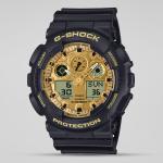 Casio G-Shock GA100GGB-1A9DR LED Day Date Display Gold Analog Digital Dial Black Resin Band Watch New