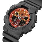Casio G-Shock GA100FL-8ADR LED Day Date Display Orange Analog Digital Dial Grey Resin Band Watch New